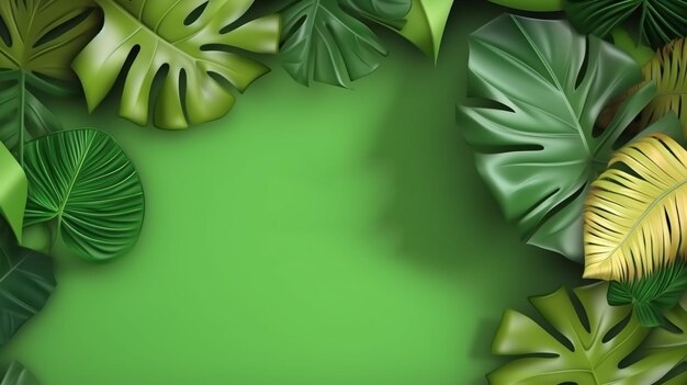 Banner di vendita estiva di fine stagione di foglie tropicali realistiche 3d 20