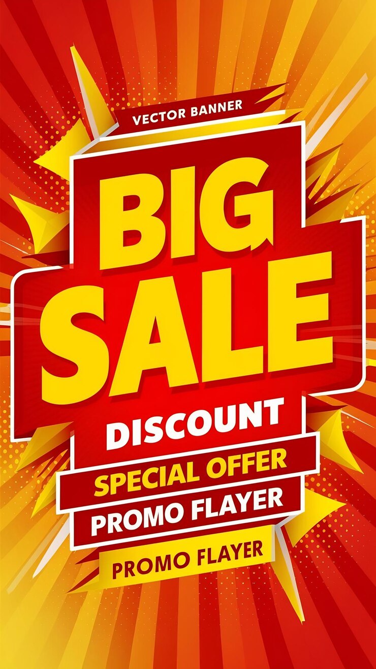Foto banner di vendita poster piatto design vettoriale grande vendita sconto offerta speciale promo flayer