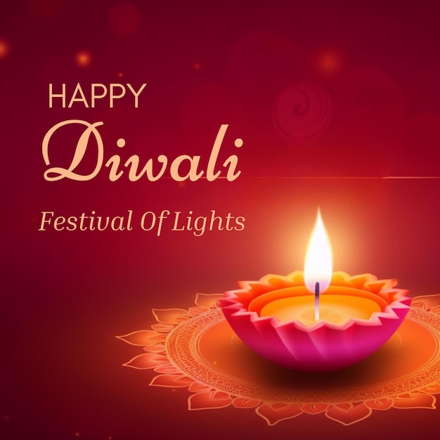 Banner diwali felice con celebrazione diya diwali Sfondo del festival Biglietto di auguri di Diwali