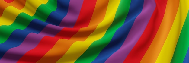 Banner LGBTQ di sfondo color arcobaleno ondulato