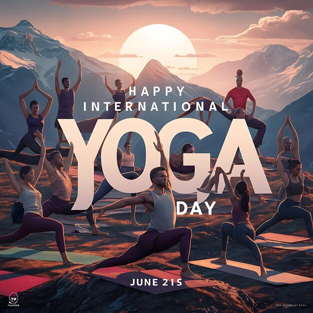 Banner o modello di poster per la celebrazione della Giornata Internazionale dello Yoga con illustrazione vettoriale