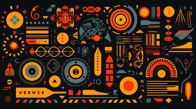 Banner of Black Culture Symbols Vibrant Traditional Colors Geometric B Design Art 2D Clipart Ideas