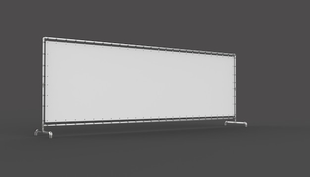 Banner pubblicitario vuoto su un telaio di metallo