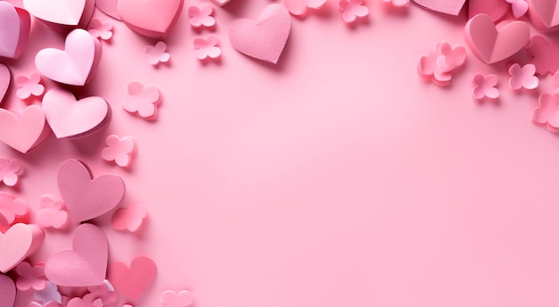 Banner rettangolare rosa con cuori Sfondo del concetto del giorno di San Valentino Per il prodotto della carta di auguri