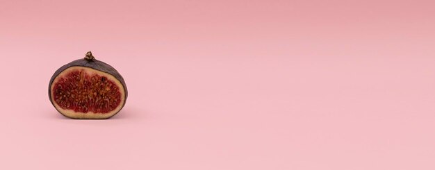 Banner rosa con fichi pubblicità frutta Copyspace minimalista