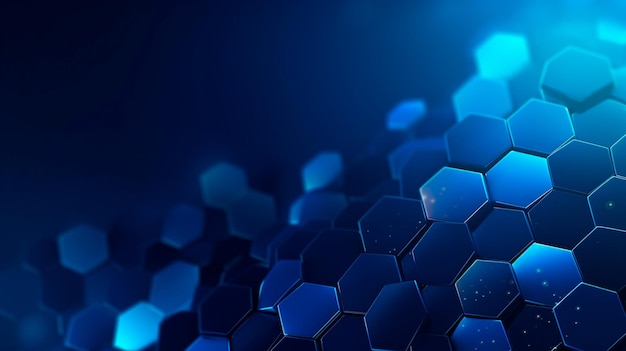 Banner Sfondo blu profondo Sfondo tecnologico Concetto aziendale sfondo digitale bokeh IA generativa