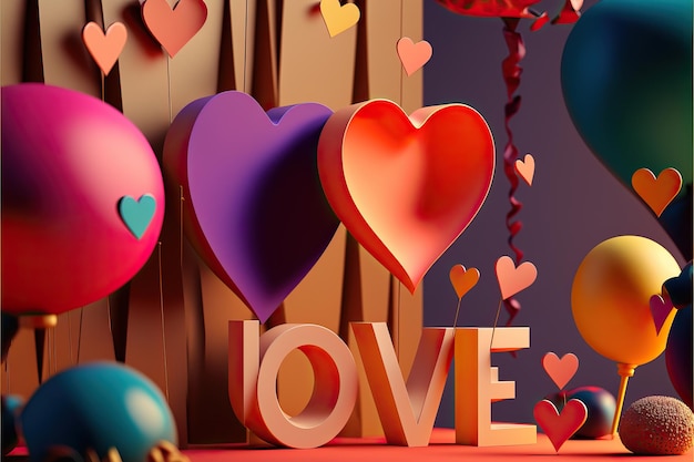 Banner sfondo con illustrazione per San Valentino amore scritto