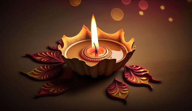 Banner tradizionale Diwali Illustrazione di persone che celebrano Diwali un festival di luce in India