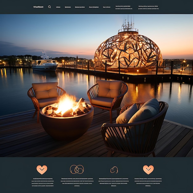 Banner Web Waterfront Hotel With Love Sunset Themed Cruises Heart Shape bussines concept valentine