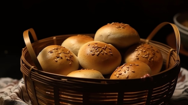 Baozi o bakpao è un tipo di panino ripieno di lievito in vari Ai generativi cinesi