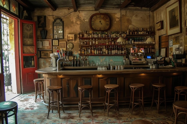 Bar interno loft vintage Generate Ai