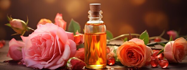 barattolo con estratto di olio essenziale di rosa