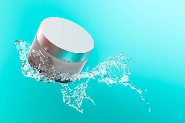 Barattolo di crema cosmetica in acqua