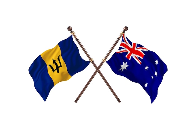 Barbados contro Australia due bandiere di paesi Background