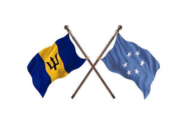 Barbados contro la Micronesia due bandiere di paesi Background