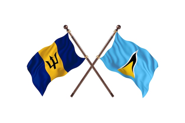 Barbados contro Santa Lucia due bandiere di paesi Background