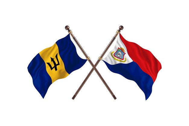 Barbados contro Sint Maarten due bandiere di paesi Background