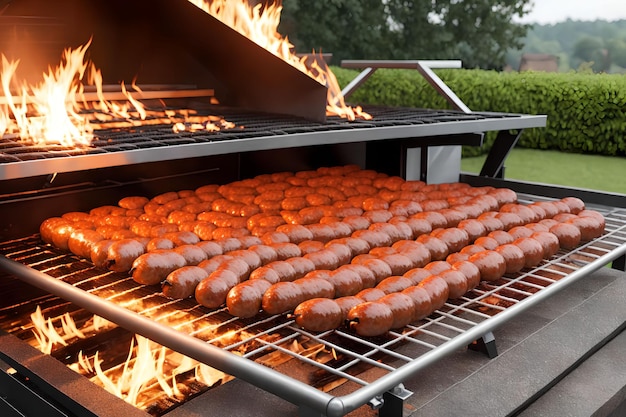 Barbecue con salsiccia su una griglia arte generativa di AI