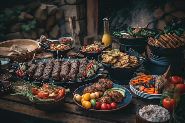 Barbecue di famiglia succoso aromi allettanti IA generativa