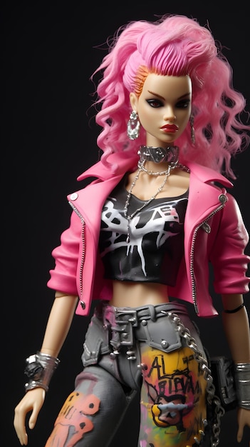 Barbie 1982 punk streetwear vernice spray sullo sfondo