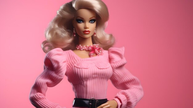 Barbie bambola carina ragazza bionda vestito rosa sfondo sfondo design