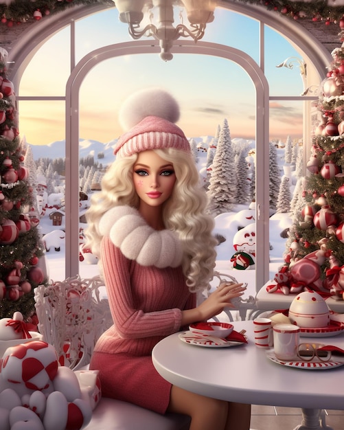 Barbie carina 3D che festeggia il natale