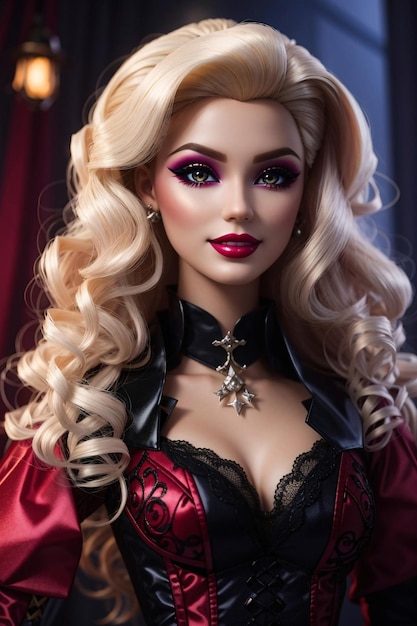 Barbie con il trucco sexy di vampiro