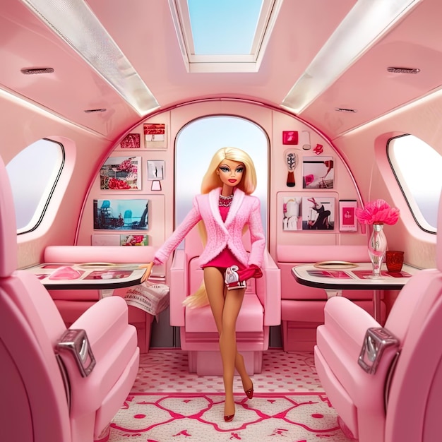 Barbie con il vestito rosa da vicino
