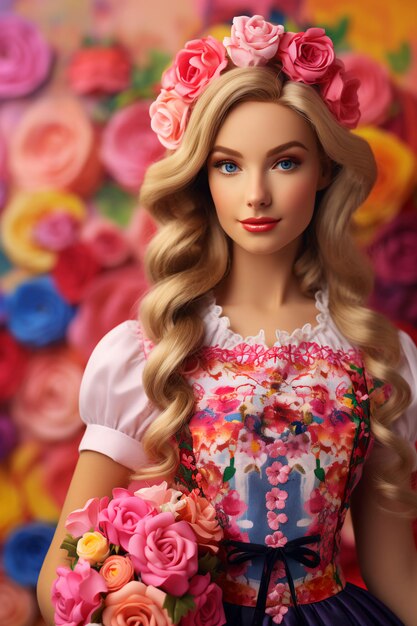 Barbie Doll celebra l'abito tradizionale dell'Oktoberfest in una tavolozza rosa e un design folk floreale