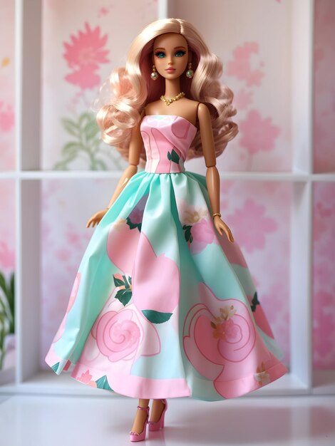 Barbie Doll Nuovo Abito Estivo Rosa Pastello e Verde Menta