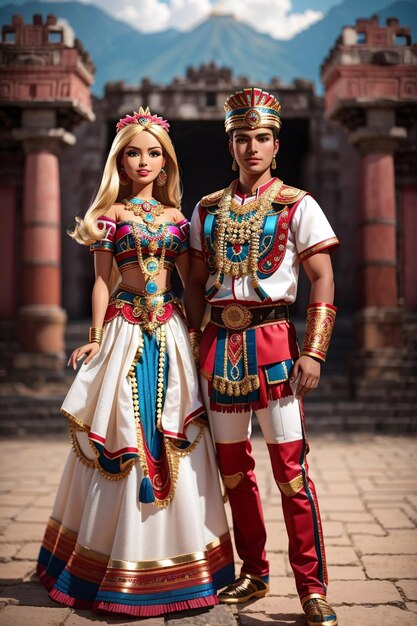 Barbie e Ken indossano un costume di Teotihuacan