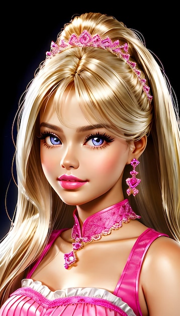 Barbie faccia carina su sfondo a colori