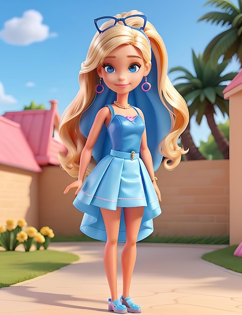 Barbie in Summer Trendy colore blu Outfit Generato dall'IA