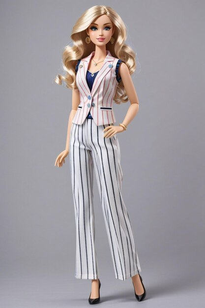 Barbie indossa il gilet in misto lino a righe Sophie