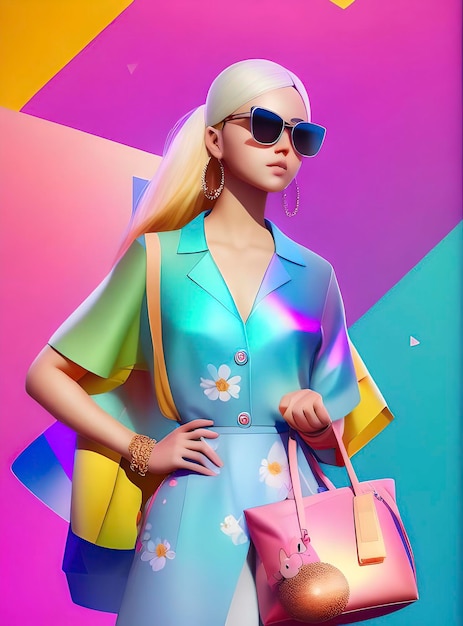 Barbie moda trendy per l'estate Ragazza maniaca dello shopping