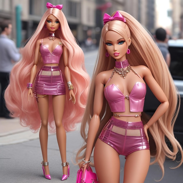 Barbie moderna in un abito estetico