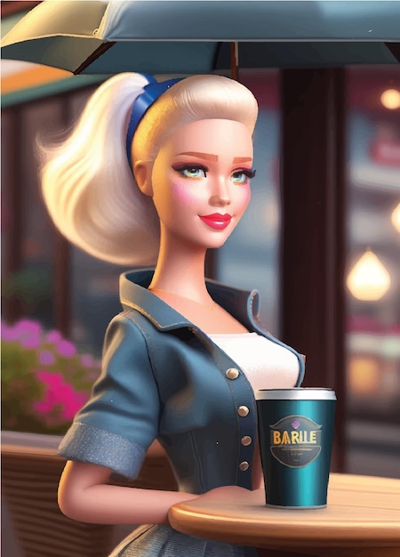 Barbie nel caffè