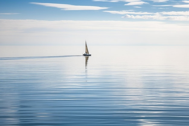 Barca a vela che scivola sull'acqua in una giornata tranquilla creata con l'intelligenza artificiale generativa