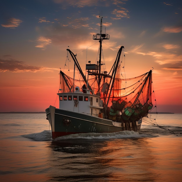 Barca da pesca di gamberetti nel Golfo