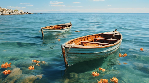 barca di legno in un lago