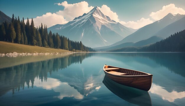 Barca di legno sul lago