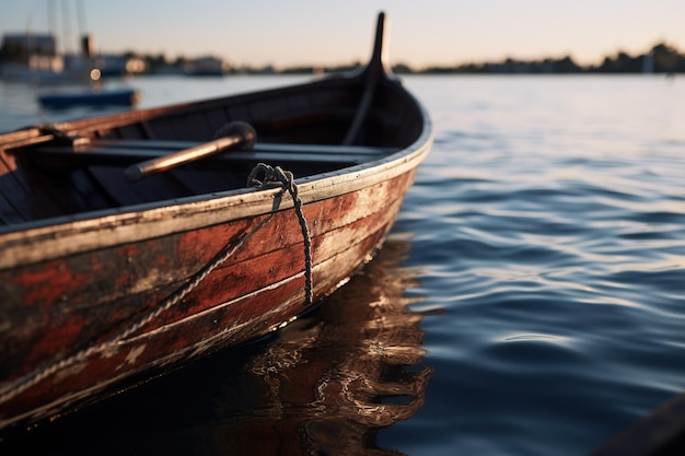 Barca di legno sull'acqua