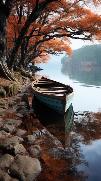 barca lago autunno tranquillità grazia paesaggio zen armonia riposo calma unità armonia fotografia