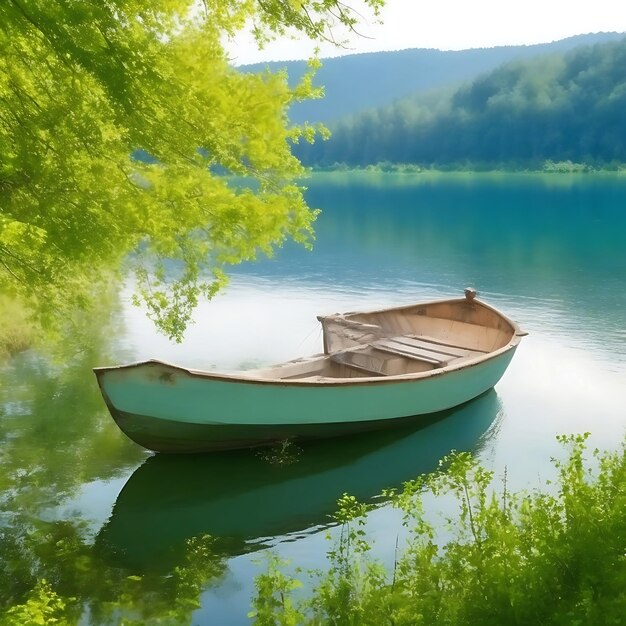 Barca nel bellissimo lago Immagine della natura Concetto