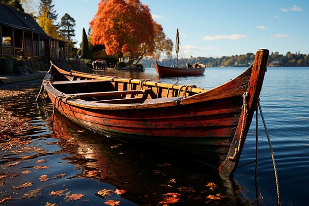 Barca sul lago in autunnogenerativo ai