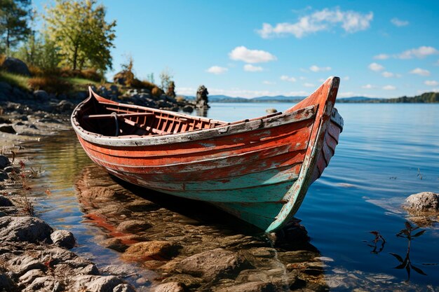 Barca sul lago in autunnogenerativo ai