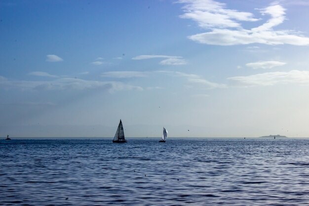 Barche a vela in mare con cielo blu