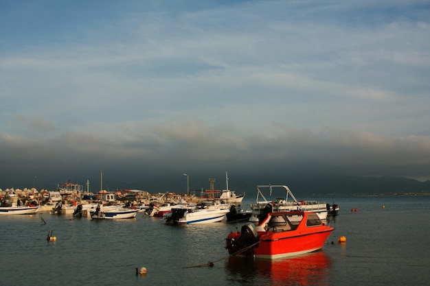 Barche da pesca ormeggiate in porto nella città di Zante, Zante, Grecia