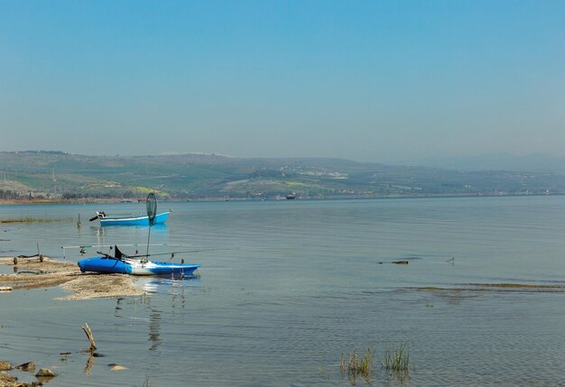 Barche da pesca sul Mar di Galilea in Israele