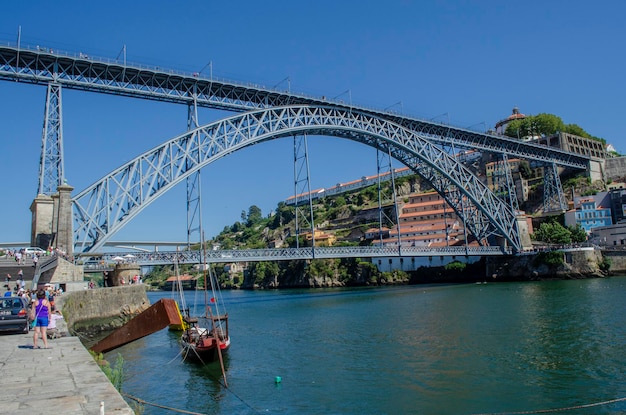 Barche tradizionali del fiume Douro e ponte in ferro Dom Luis o Luiz